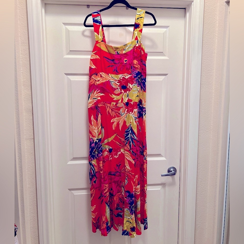 NWT 1. State Women’s Tropical Red Maxi Dress Size Large - Picture 2 of 3